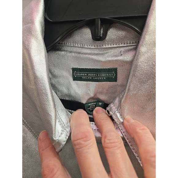 RALPH LAUREN JEANS COMPANY WOMMEN'S SILVE METALLIC JACKET (SIZE M) - Picture 6 of 6